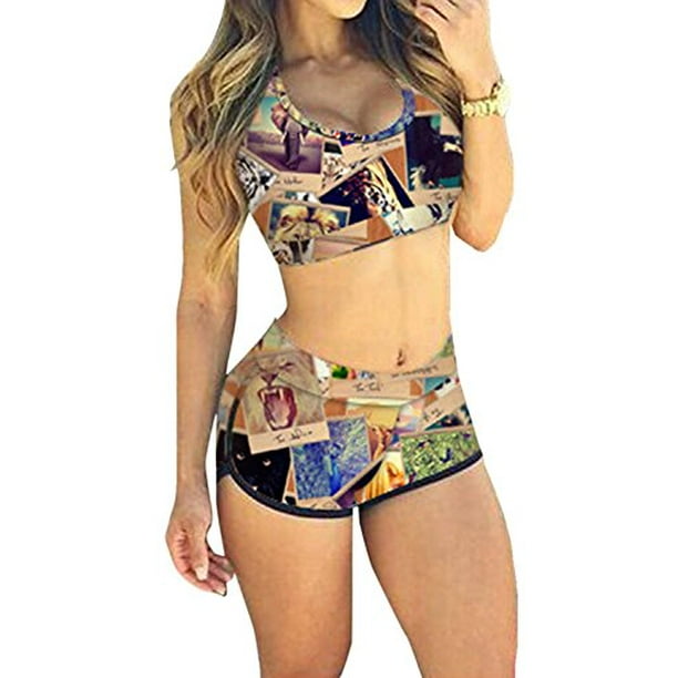 TOP HERE Womens Bandage Sporty Bathing Suit Boyleg Short Bikini Swimsuit TOP HERE Womens Bandage Sporty Bathing Suit Boyleg Short Bikini Swimsuit